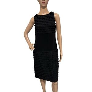 Joseph Ribkoff Black Tiered Ruffle Sleeveless Dress Size 12 Missing Belt
